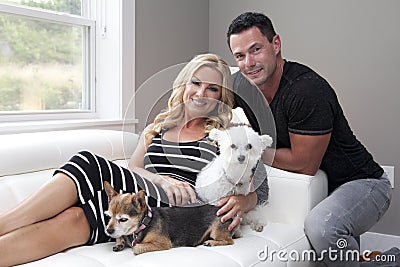 Couple and pets Stock Photo