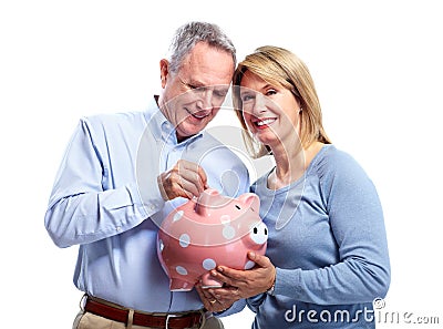Couple with piggy bank. Stock Photo