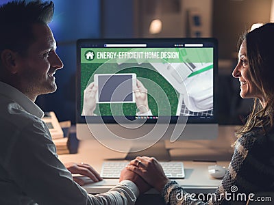 Couple planning an energy efficient house Stock Photo