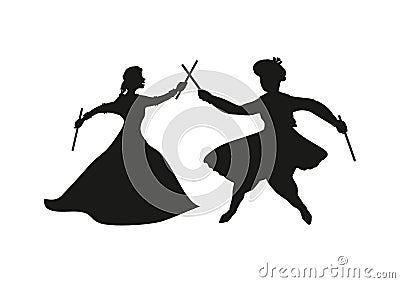 Couple playing Raas/Daandiyaa, Navratri festival Vector Illustration