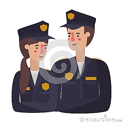 Couple of police avatar character Vector Illustration