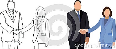 Couple of political people shaking hands- Vector Illustration