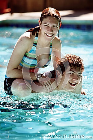 Couple in the pool Stock Photo