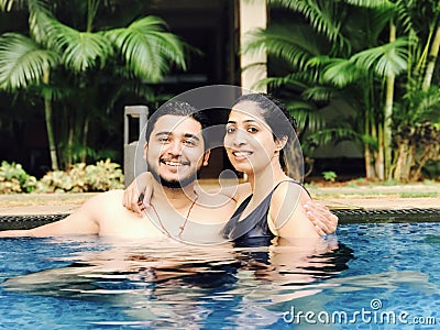 Couple in the Pool Stock Photo