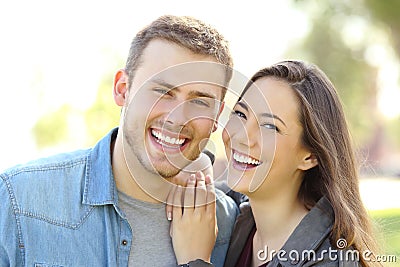 Couple posing with perfect smile and white teeth Stock Photo