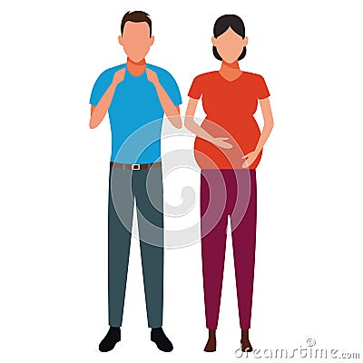 Couple pregnant avatar cartoon character Vector Illustration