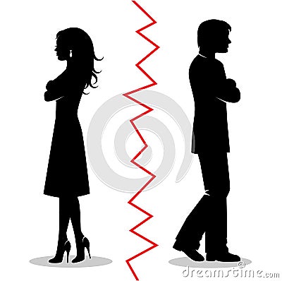 The couple quarreled and turned away from each other Vector Illustration
