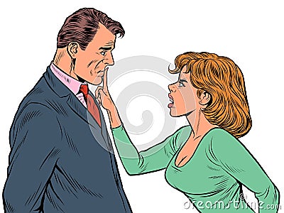 Couple quarreling, woman and man. Husband and wife scandal Cartoon Illustration