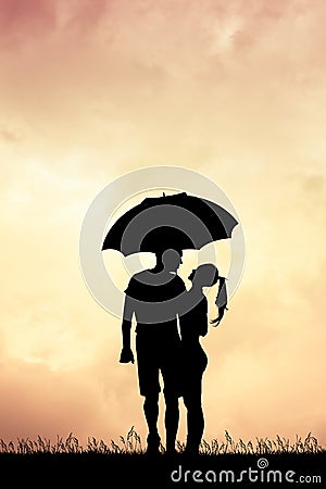 Couple in the rain Stock Photo