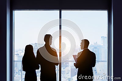 Couple and real estate agent window deal concept Stock Photo