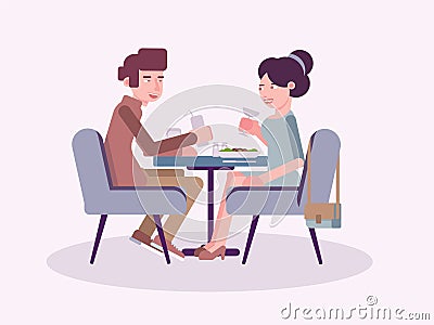 Couple in restaurant flat vector illustration Vector Illustration