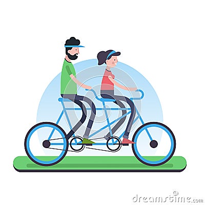 Couple riding tandem bike for environment help Vector Illustration