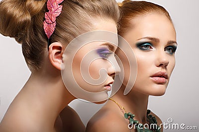 Couple of Sensual Voluptuous Women Stock Photo