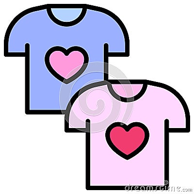 Couple shirt icon, Valentines day related vector Vector Illustration