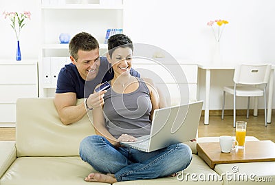 Couple shopping on internet Stock Photo