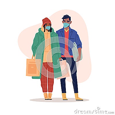 Couple shopping Vector Illustration