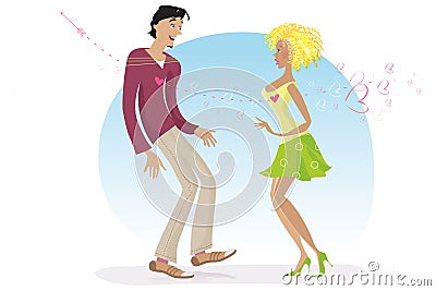 Couple shot by Cupid arrow Vector Illustration