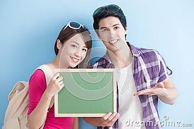 Couple show chalkboard Stock Photo