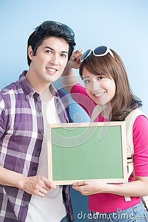 Couple show chalkboard Stock Photo