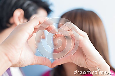 Couple show heart to you Stock Photo