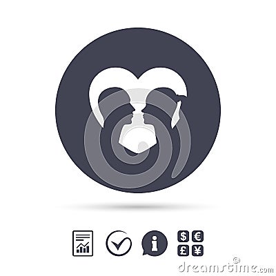 Couple sign icon. Male love female. Lovers. Vector Illustration