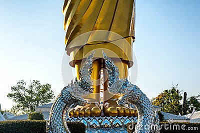 Couple silver naga statue Stock Photo