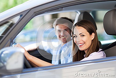 Couple sitting in car Stock Photo