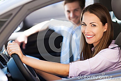 Couple sitting in car Stock Photo