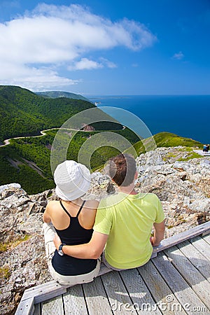Couple at Skyline Trail in Eastern Canada Stock Photo