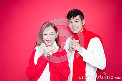 Couple smile to you Stock Photo