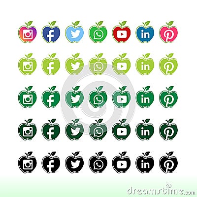 Social Media Symbol for natural apple style Vector Sign Vector Illustration