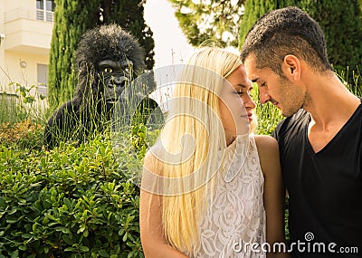 Couple stalked Stock Photo