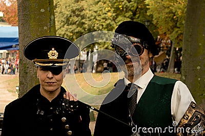 Steampunk couple at Lucca Comics and Games 2017 Editorial Stock Photo