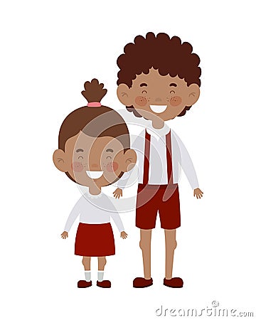 Couple students standing smiling on white background Vector Illustration