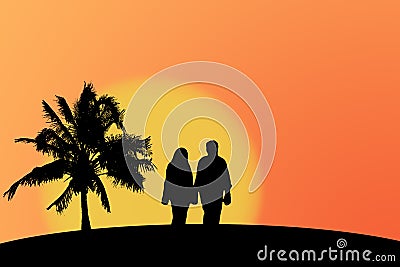 Couple and sunset Stock Photo