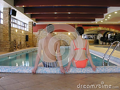 Couple and swimming pool Stock Photo