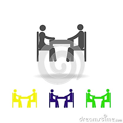 couple at table multi color icon. Element of travel icon for mobile concept and web apps, can be used for web and mobile. Premium Vector Illustration