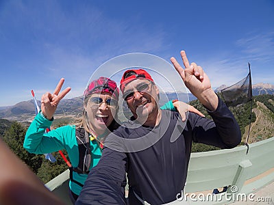 Couple taking self portrait Stock Photo