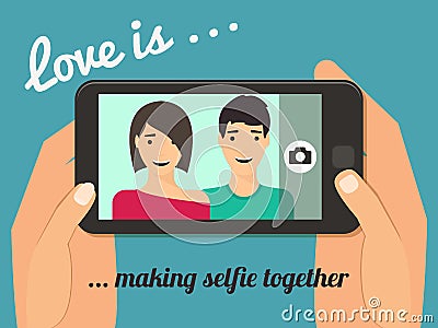 Couple taking selfie Vector Illustration