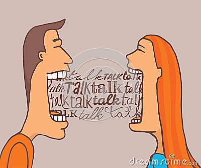 Couple talking and sharing a conversation Vector Illustration