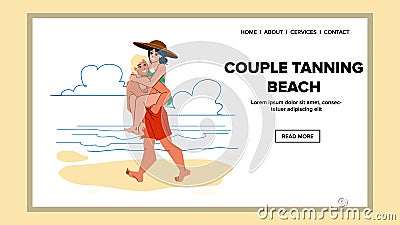 couple tanning beach vector Vector Illustration