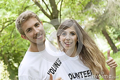 Couple of teenagers volunteering Stock Photo