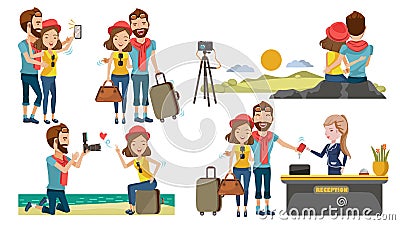 Couple travel Vector Illustration