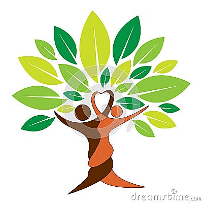 Couple tree logo Vector Illustration