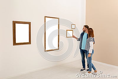 Couple viewing exposition Stock Photo