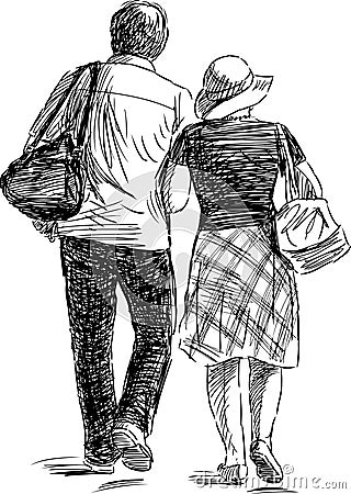 Couple at walk Vector Illustration