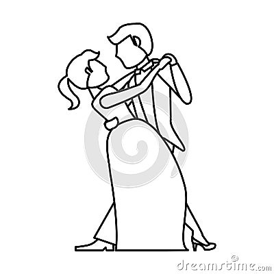 couple wedding dancing outline Cartoon Illustration