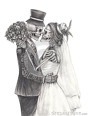 Couple wedding skulls. Stock Photo
