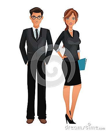 Couple worker office business standing Vector Illustration