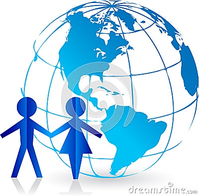 Couple world logo Vector Illustration